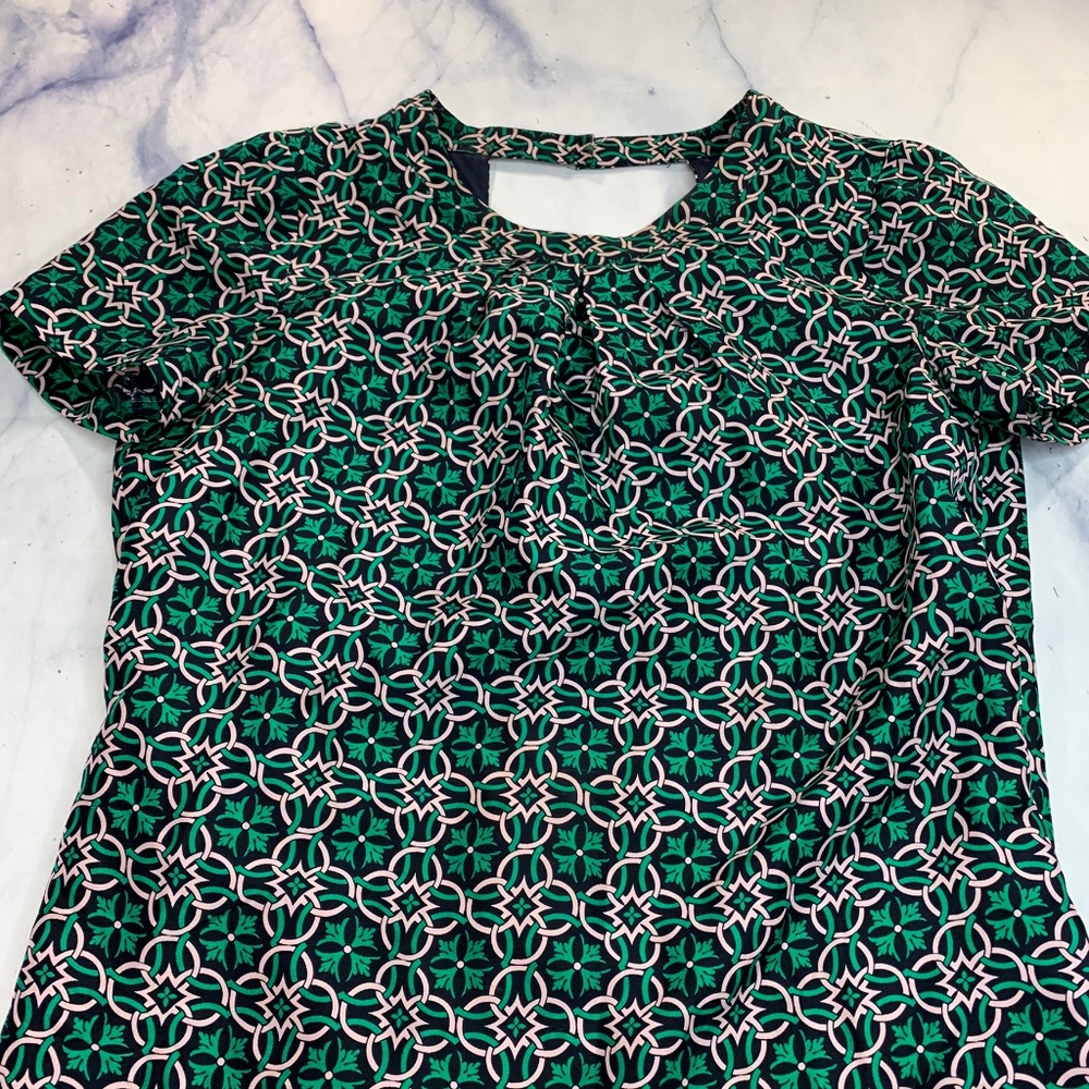 J. Crew Green Swoop Dress Latticework Medallion - Picture 4 of 8